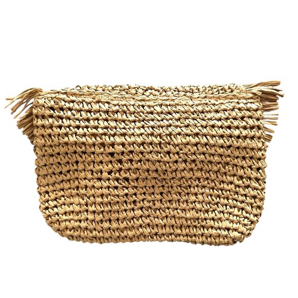 BTB LOS ANGELES Raffia Flap Clutch Natural Straw NWT - Picture 4 of 4